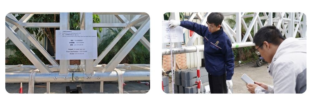 40m span test 500×1500mm aluminum truss structural stability 