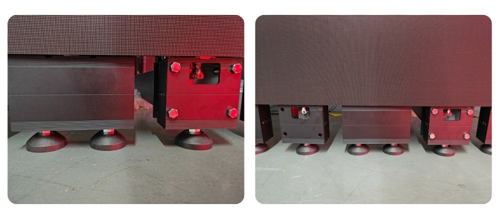 OLED wall ground support ground beam for wavy display layouts