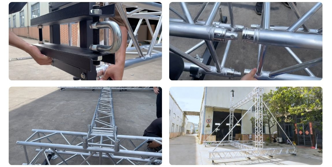 aluminum goal post truss for rigged LED screen installation