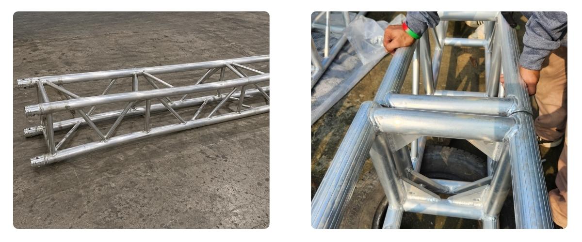 Bent lighting truss caused by incorrect load handling