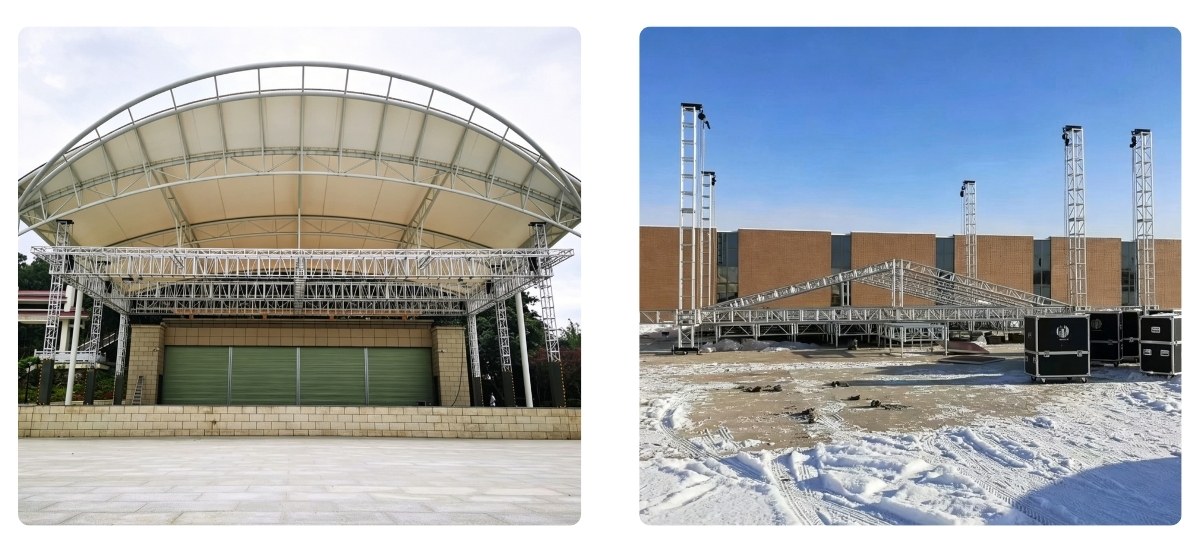 Outdoor structure made of 12x12 inch bolt aluminum truss Outdoor structure made of 12x12 inch bolt aluminum truss