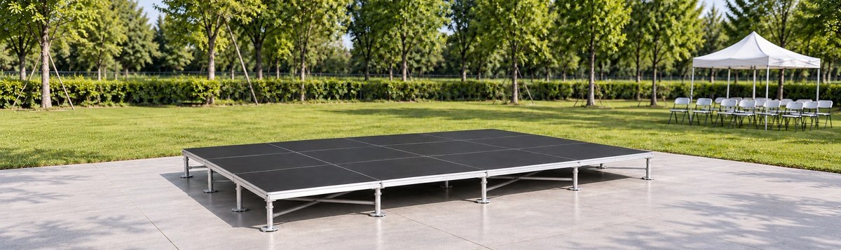 X-shaped aluminum stage deck platform for events